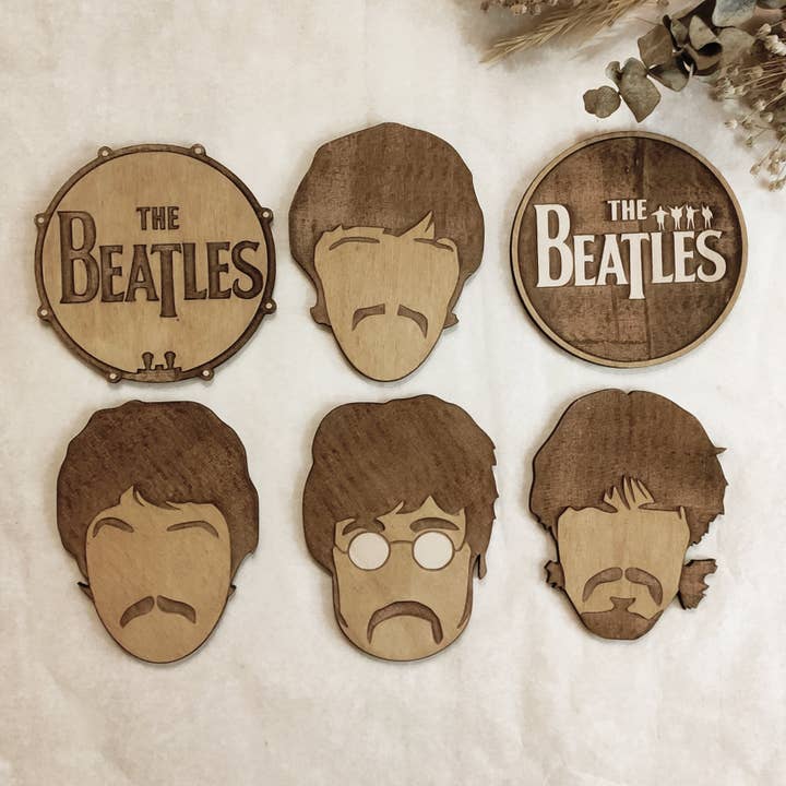 Glassbrikker i tre – The Beatles – 6 stk.