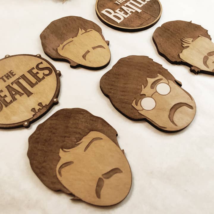 Glassbrikker i tre – The Beatles – 6 stk. – detalj 2